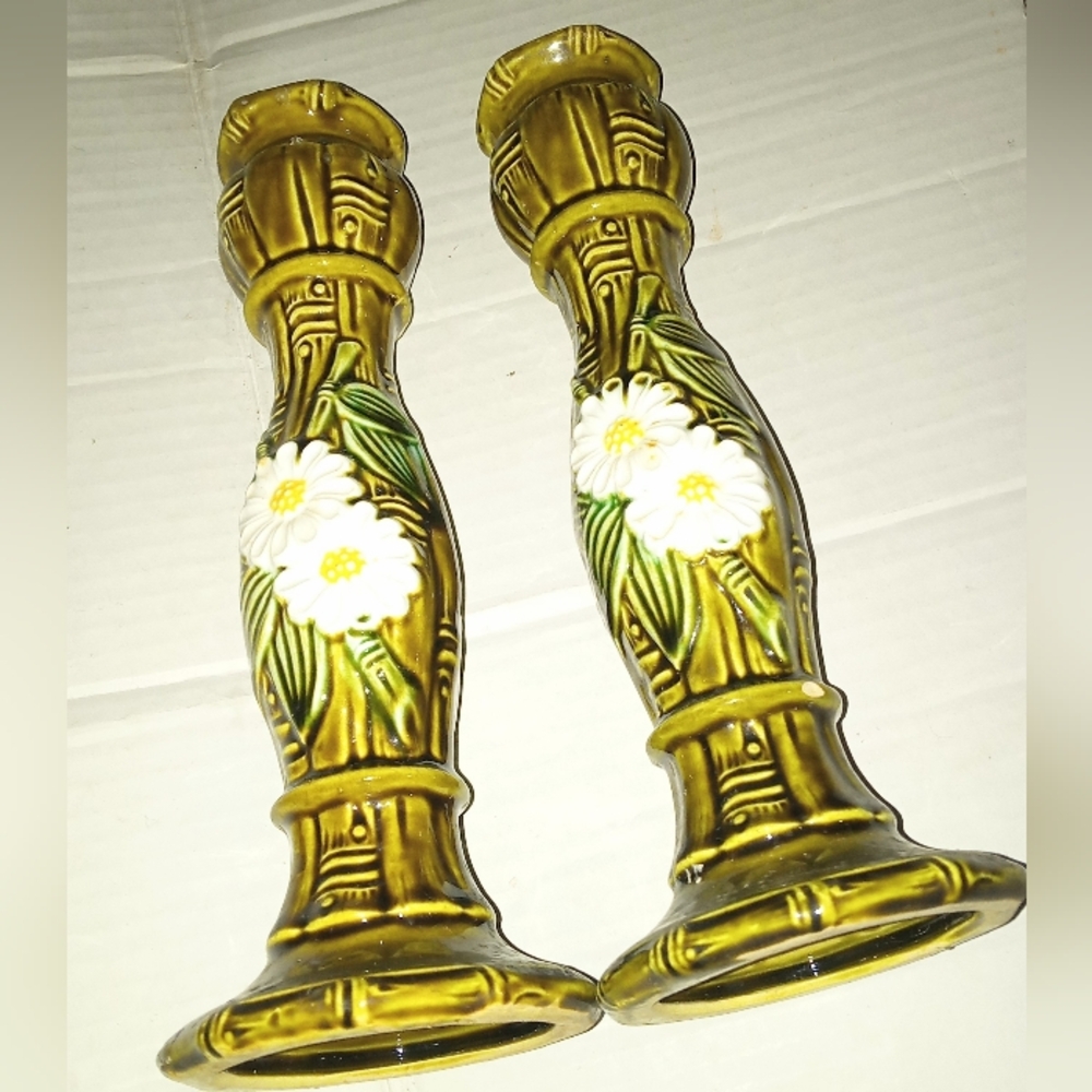 Daisy Bamboo Candlesticks Holders